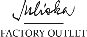 Juliska Factory Outlet logo with a black signature-style text on a white background