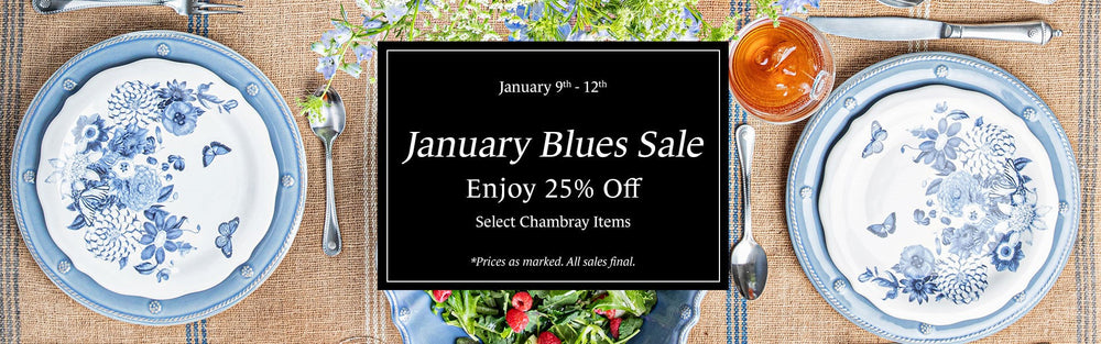 Enjoy 25% off select chambray items– while supplies last!