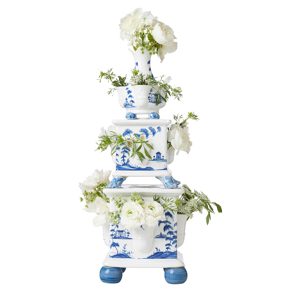 Country Estate Tulipiere Tower Set/3pc - Delft Blue - Alternate View