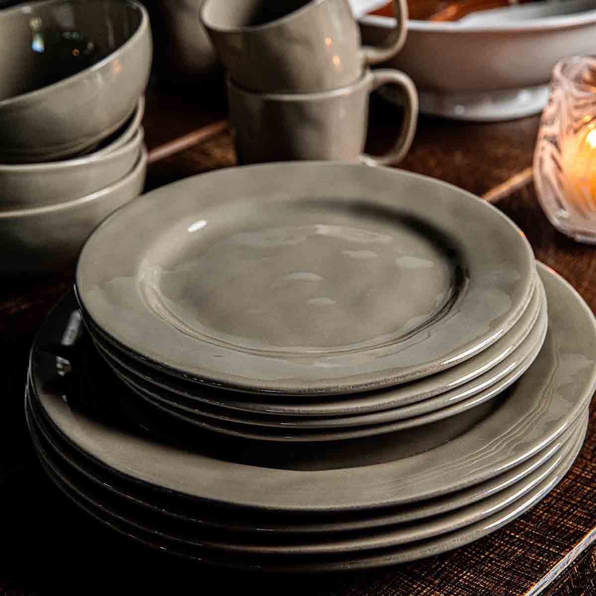 Puro Dinner Plate Set/4 - Taupe - Detail