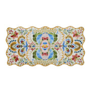 Decorative placemat with floral and geometric pattern on a white background