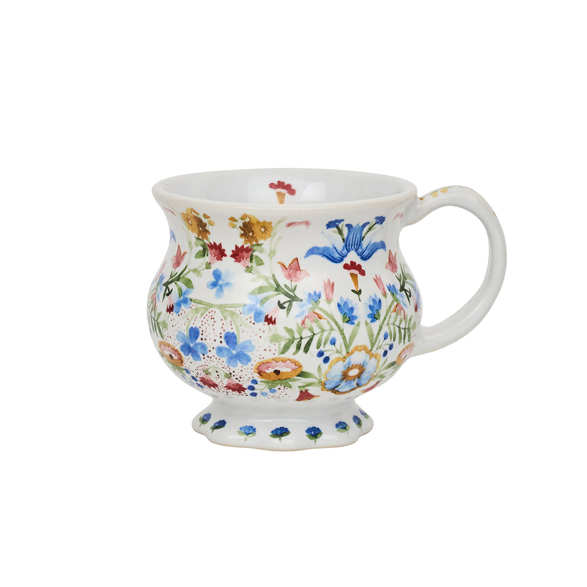 Decorative mug with floral pattern on a white background