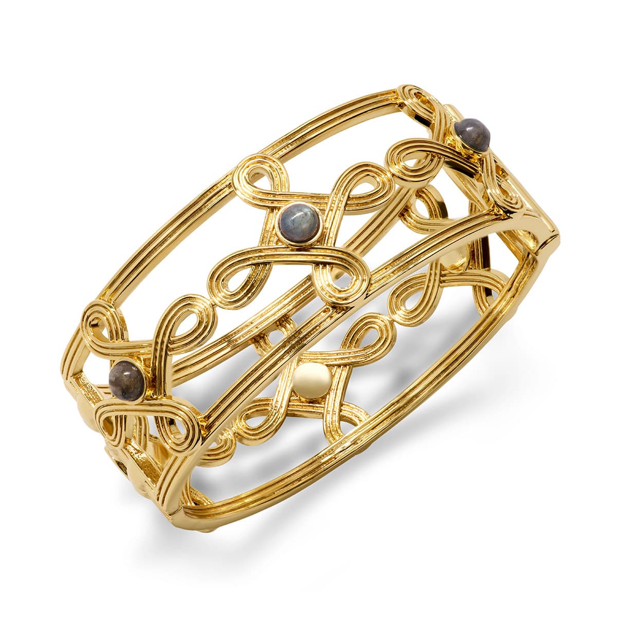 This is a power piece. Featuring a subtle compass with the points of north, south, east and west, with a luminous blue labradorite berry at each center to remind you to trust your instincts and follow your own true north, your inner light. Let your conscience be your compass and you will always choose wisely.