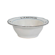 White bowl with 'L'Amour' text on a white background