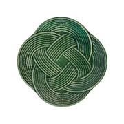 Green braided rope plate on a white background