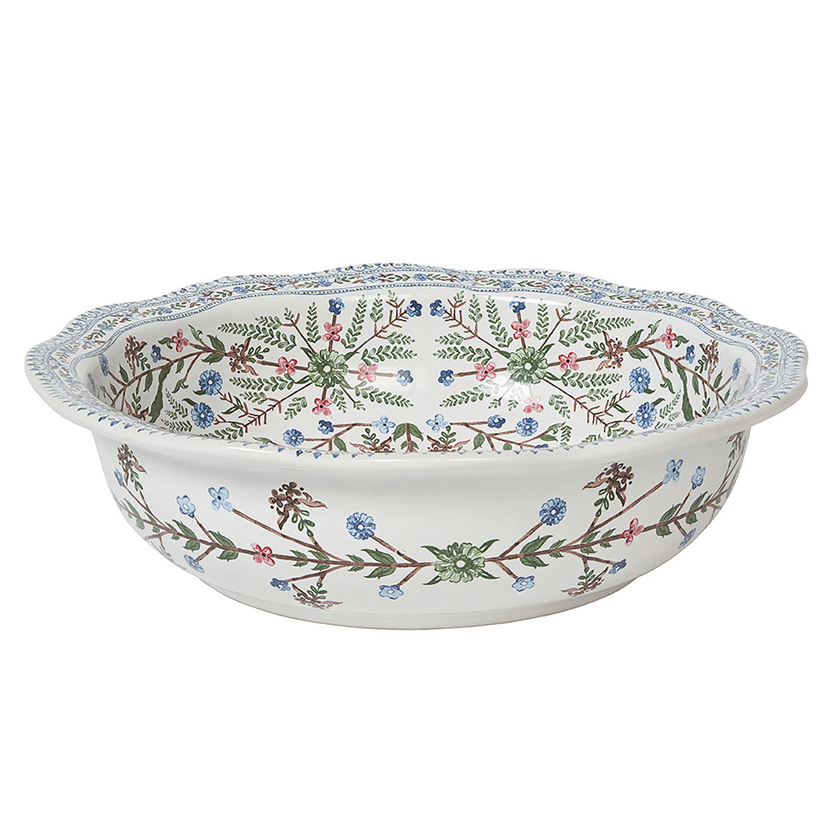 Decorative ceramic bowl with floral pattern on a white background