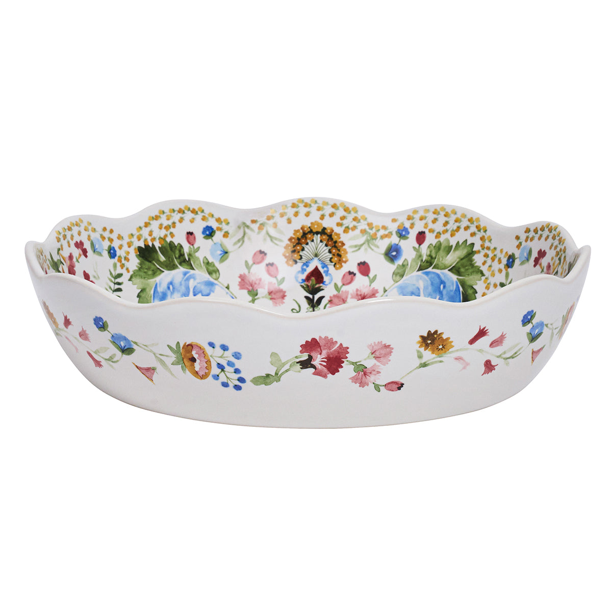 Decorative ceramic bowl with floral patterns on a white background