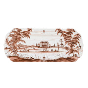 Decorative tray with a scenic landscape design on a white background