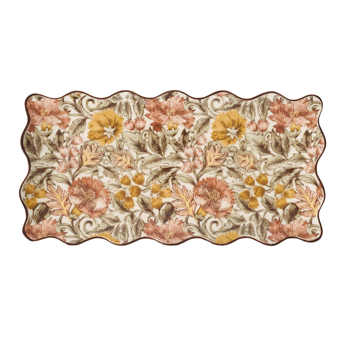 Decorative platter with floral pattern on a white background