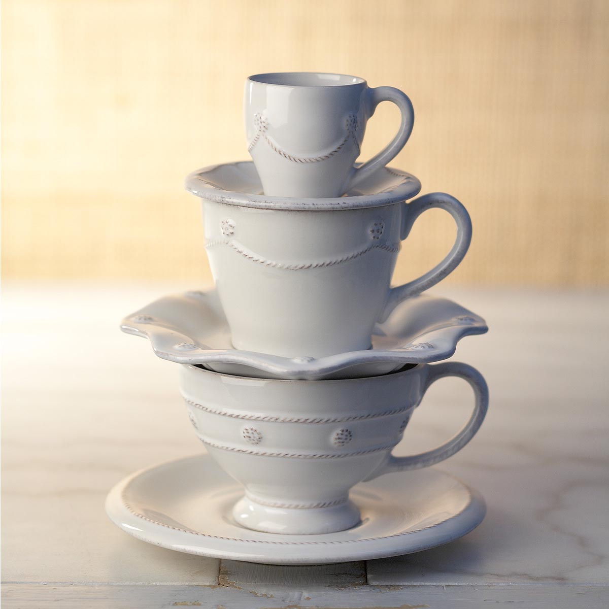 Berry & Thread Scallop Saucer Set/4 - Whitewash - Alternate View