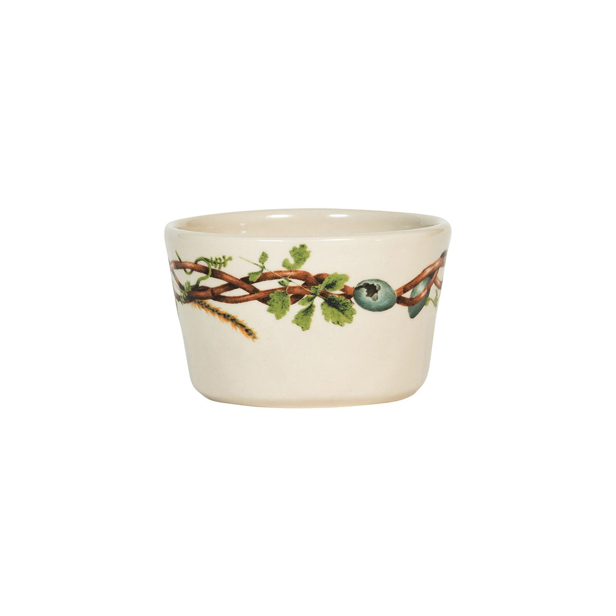 Ceramic bowl with nature-themed design on a white background