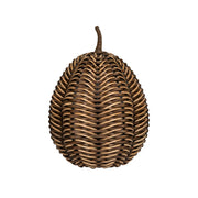 Woven basket with a handle on a white background