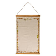 Decorative scroll with gold leaf design on a white background