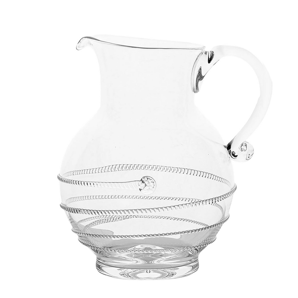 Clear glass pitcher with swirled glass detail