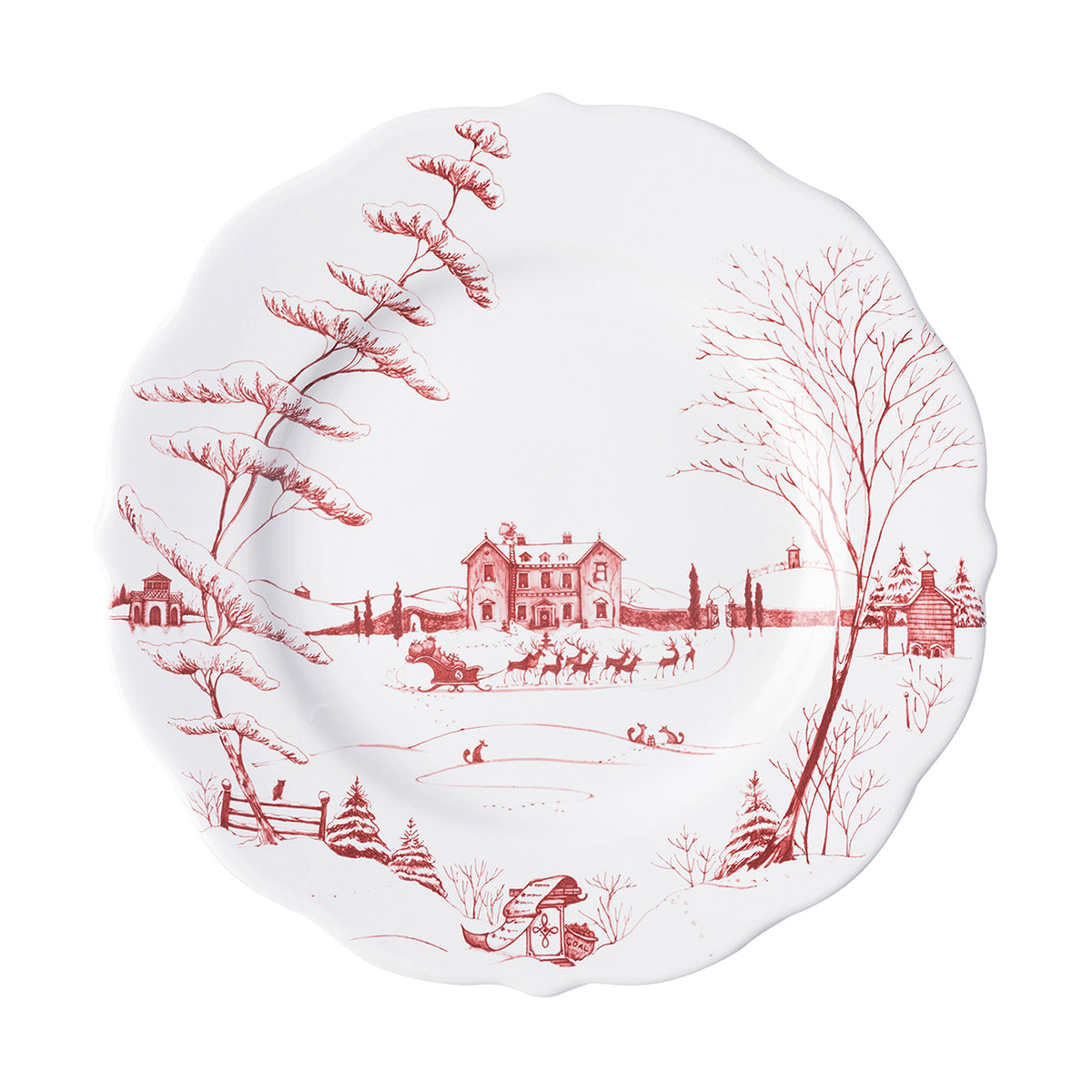 Country Estate Winter Frolic Dinner Plate Set/4 - Ruby