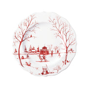 Country Estate Winter Frolic Dessert/Salad Plate Set/4 - Ruby