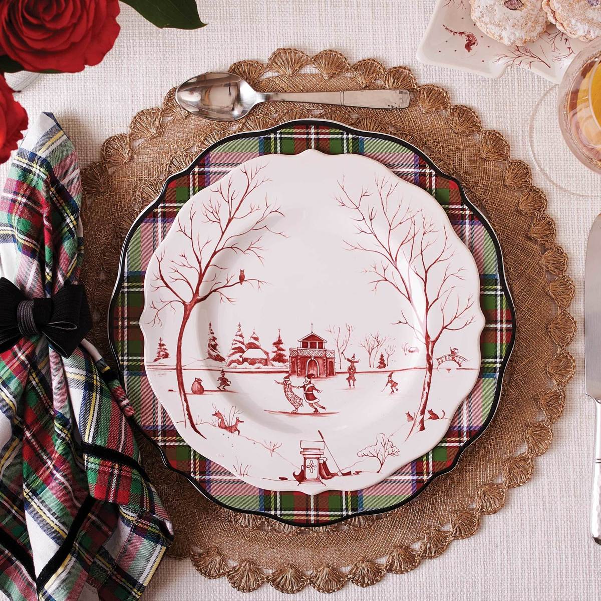 Country Estate Winter Frolic Dessert/Salad Plate Set/4 - Ruby - Alternate View