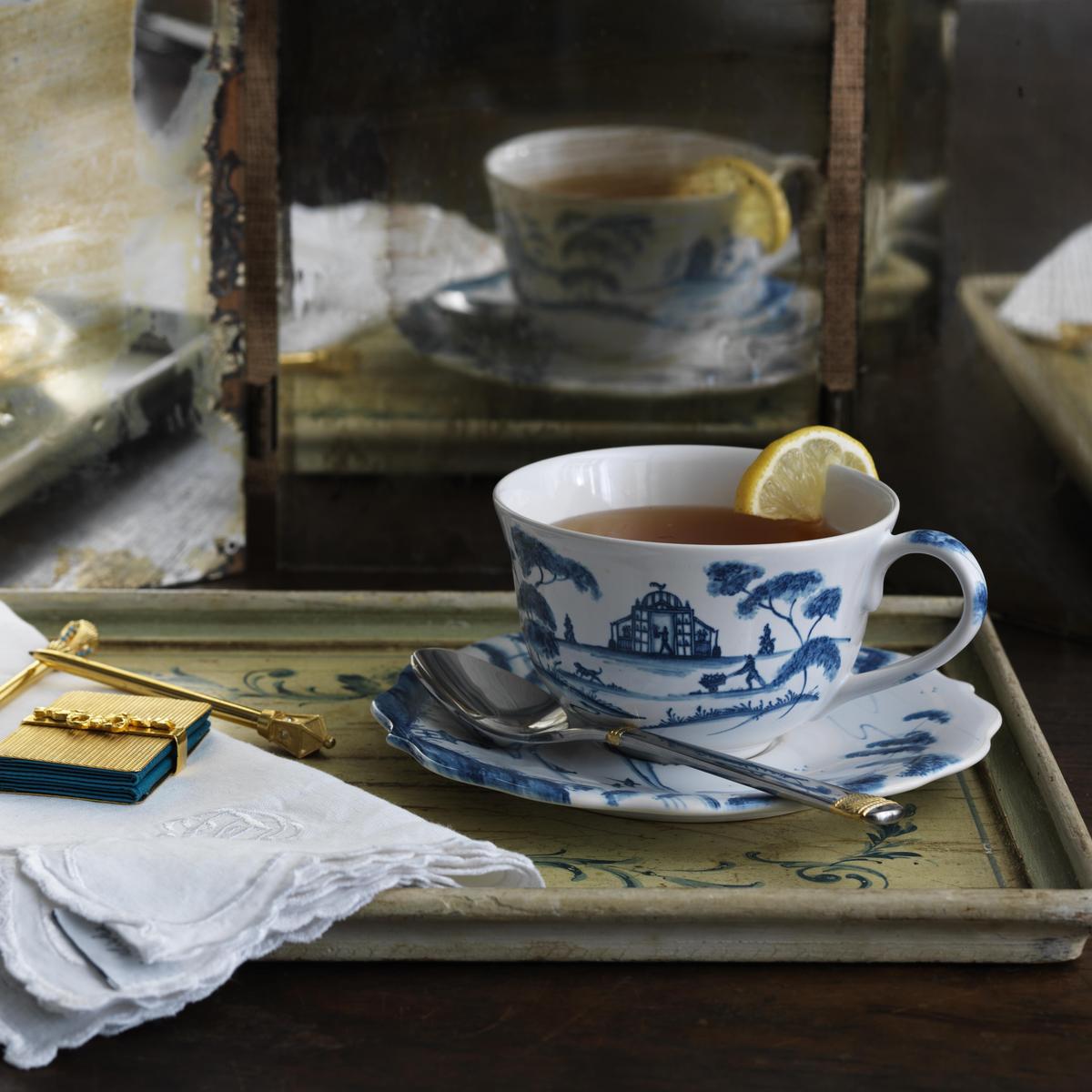 Country Estate Teacup Set/4 - Delft Blue - Alternate View