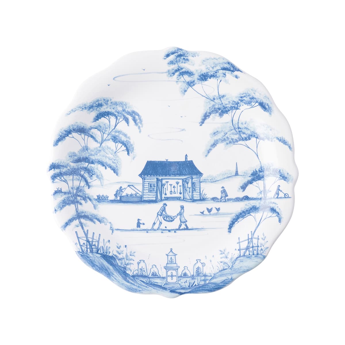 Country Estate Party Plate Assorted Set/4 - Delft Blue - Detail