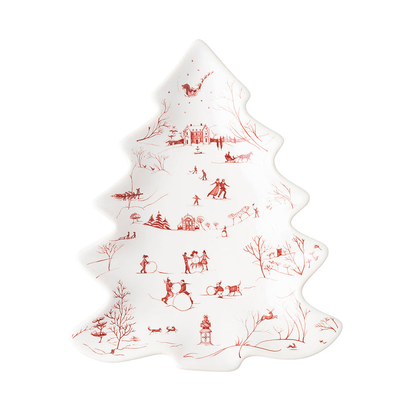Beautifully illustrated with scenes of beloved winter activities such as ice skating, snowman building, and more, this gorgeous little tree tray makes you smile from ear to ear with childish delight. This lovely serving piece is perfect for cheeses or sweet treats and makes a lovely hostess gift!