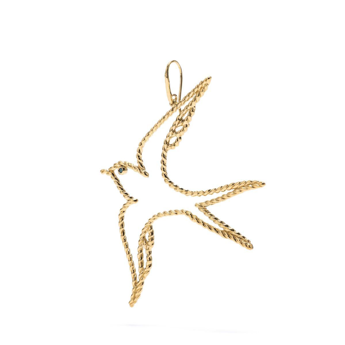 Songbird Earrings 2" in Gold