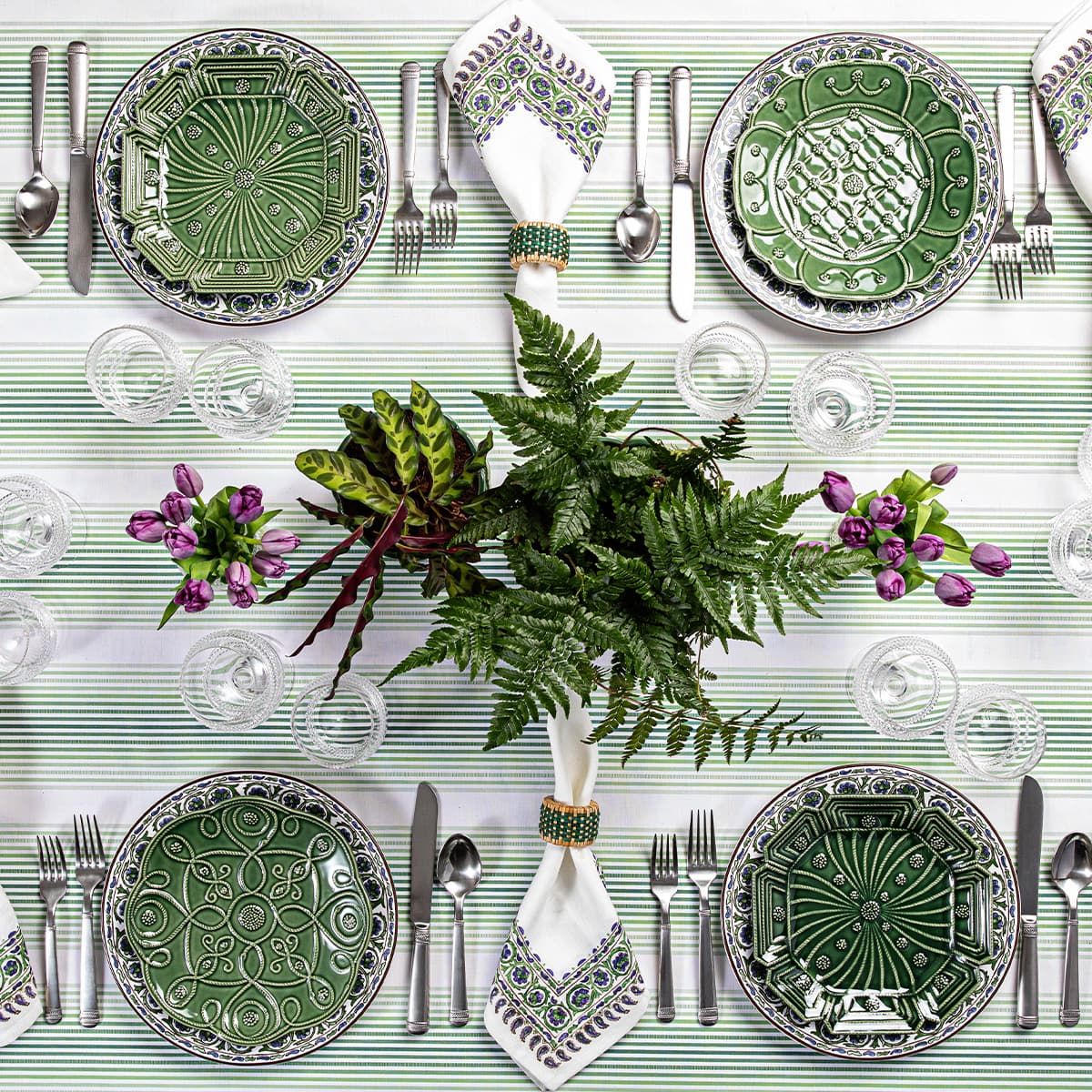 Veronica Beard Jardin du Monde Green plates.