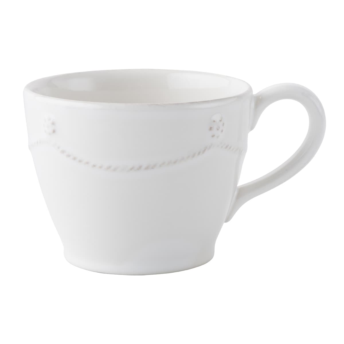 A sweet addition to our Berry & Thread family and your warm beverage cabinets, this whitewash cup is romantically detailed and ready for your morning routine or afternoon coffee or tea.