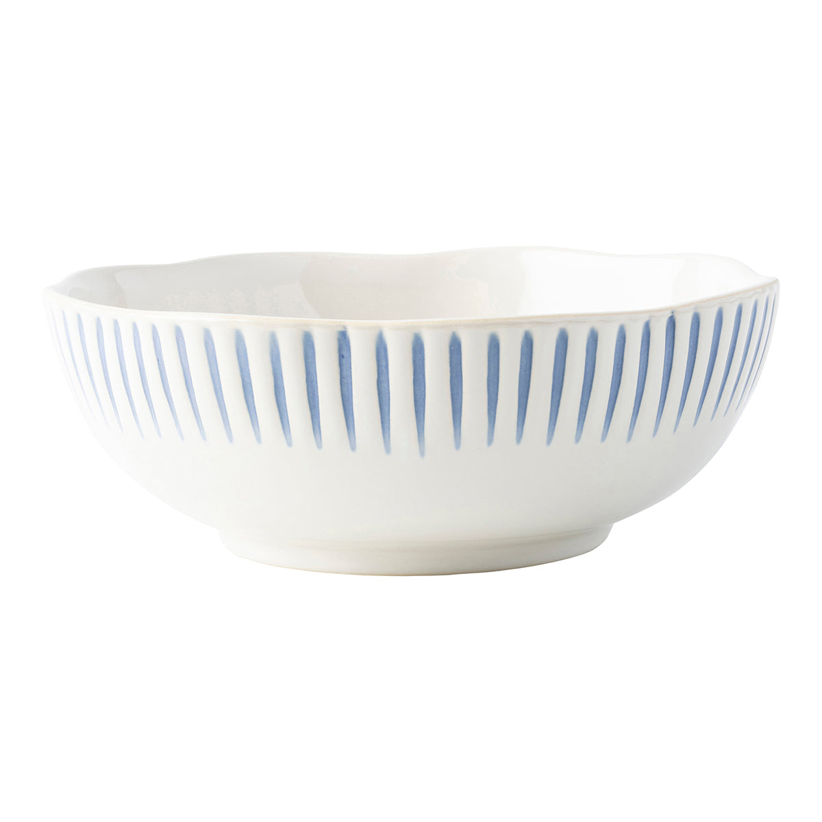 Equally stunning and simplistic, radiant stripes in breezy shades of blue adorn this dinnerware collection. With a wide mouth and shallow depth, this coupe shape bowl is perfect for grains, pasta or entree salads.