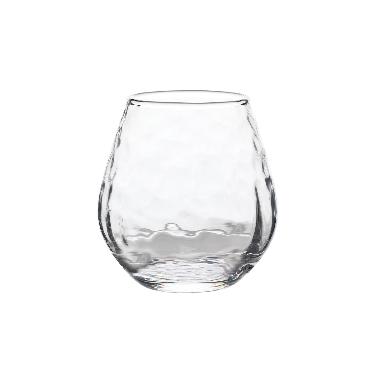 This subtly shimmering and stemless wine glass is crafted of sturdy mouth-blown glass to celebrate life's simple pleasures every day.