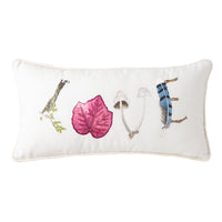 Featuring intricate embroidery to spell out one of our favorite sentiments of Love, our new collection of Forest Walk pillows are beautifully printed in vibrant colors and decorated with found treasures from the forest floor. Stuffed with 10% down and 90% feather fill.