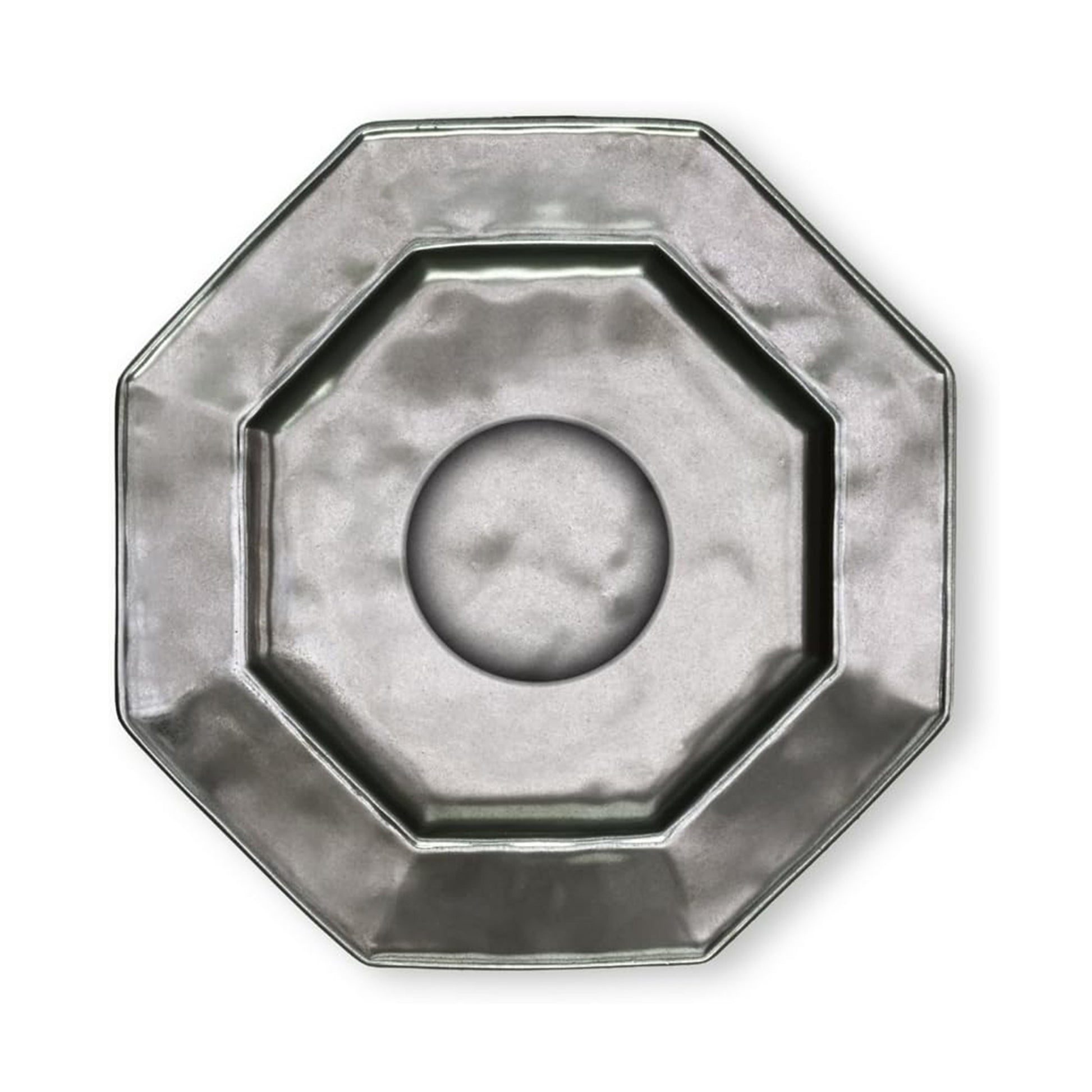 Octagonal metal tray on a white background