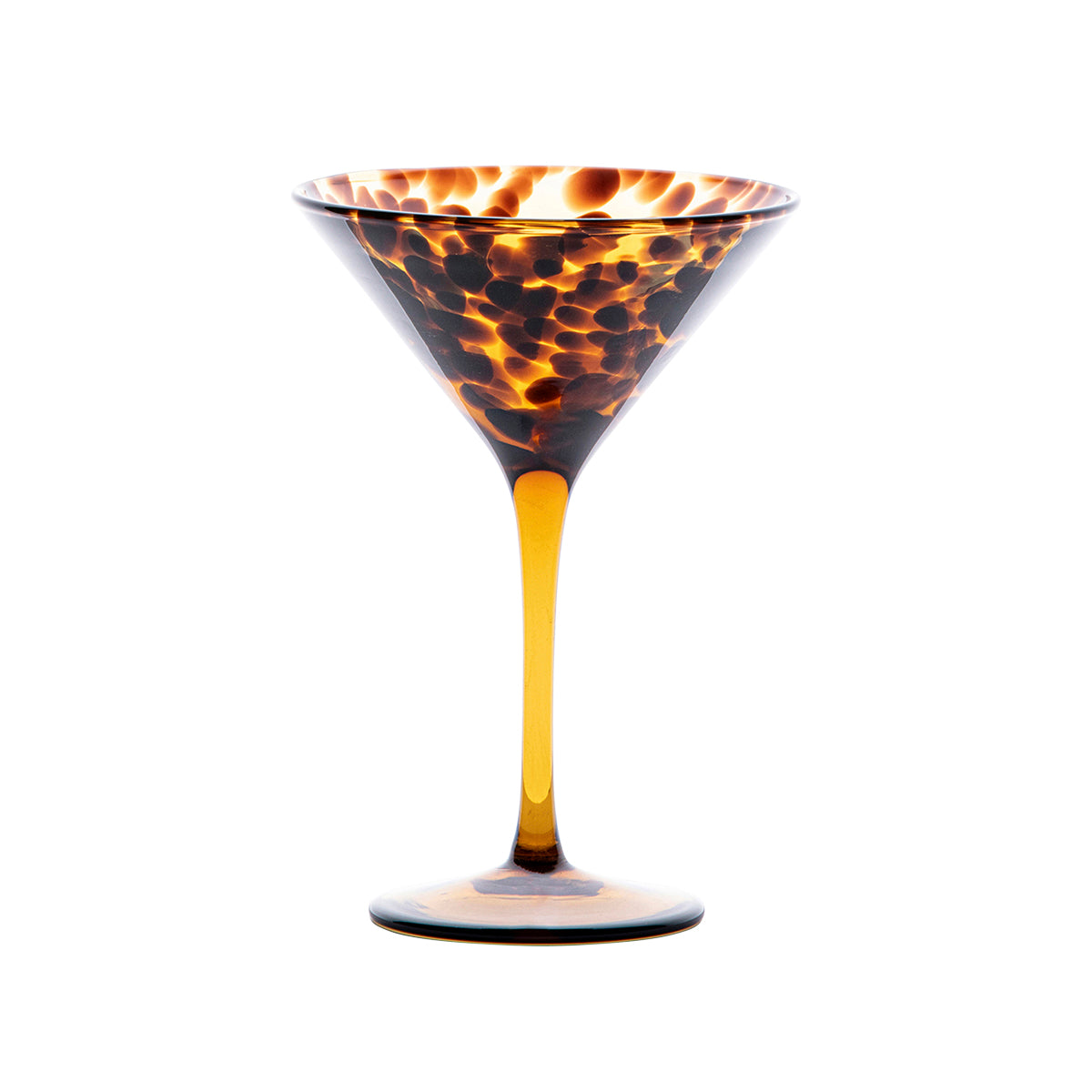 Richly hued wtih dark tortoiseshell specks, this handsome martini glass will help you channel your inner James Bond and serve up a shaken martini in true style. 