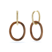 Naturally beautiful, each lustrous teak wood drop is delicately hand carved and adorned in golden bands. From our Earth Goddess Collection, you'll look amazing in these earrings while being reminded to drink in the fresh air and stay grounded.
