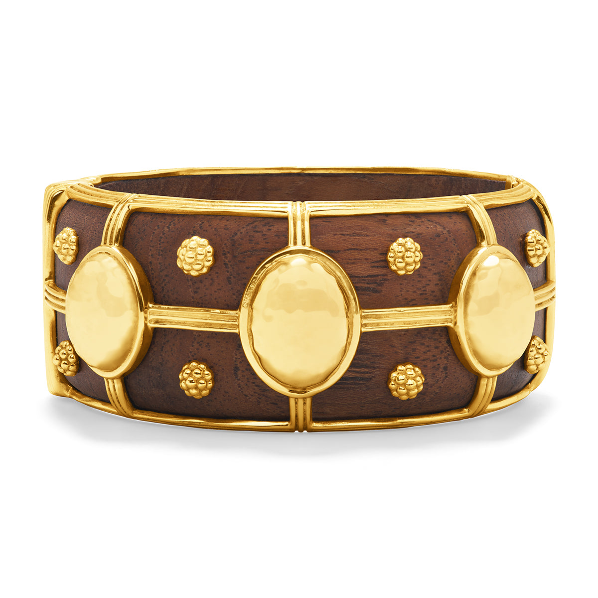 Gold and brown bracelet on a white background