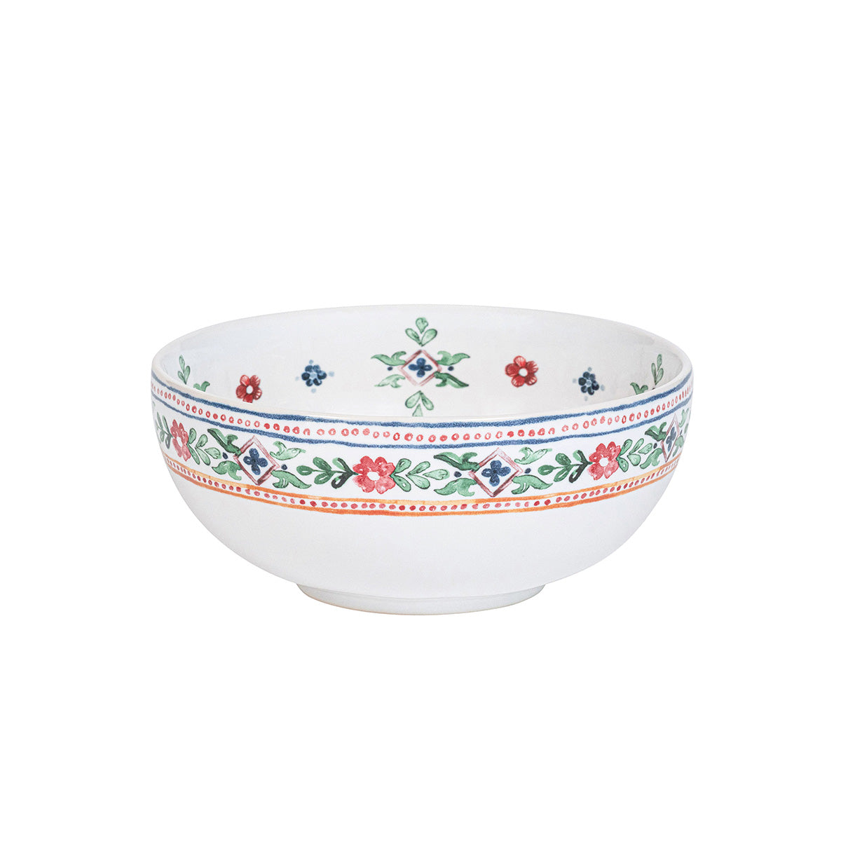 Decorative ceramic bowl with floral patterns on a white background