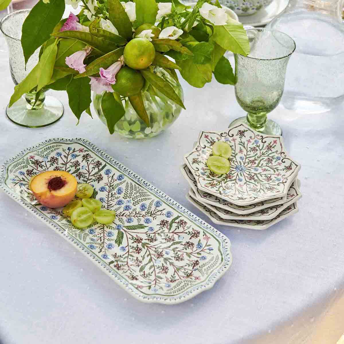 Villa Seville Scalloped Side/Cocktail Plate Set/4 - Chambray - Lifestyle