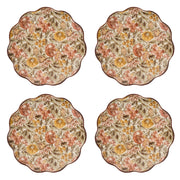 Four floral-patterned plates on a white background
