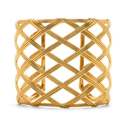 This mesmerizing statement cuff has learned a thing or two and knows that if you don’t bend, you break. Named after my ballet-dancing grandmother who embodies the incredible strength in flexibility, this cuff signifies gilded armor for protection, done in intricate latticework that allows things to pass through you without impact or getting stuck.