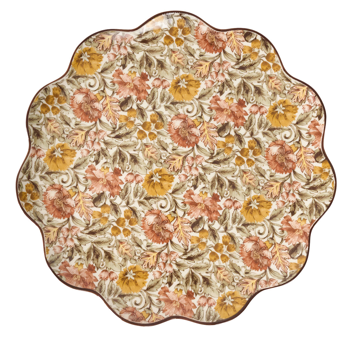 Decorative plate with floral pattern on a white background