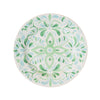 The beguiling pattern of this dessert/side plate was inspired by the intricately painted tiles we found on an escapade to the Iberian Coast and makes an eye-catching accent piece for tablesettings. Featuring a verdant palette of soft sage and sky-blue hues that are both refreshing and soothing - you will want to use this gorgeous green plate for everything from tapas to olive oil cake.
