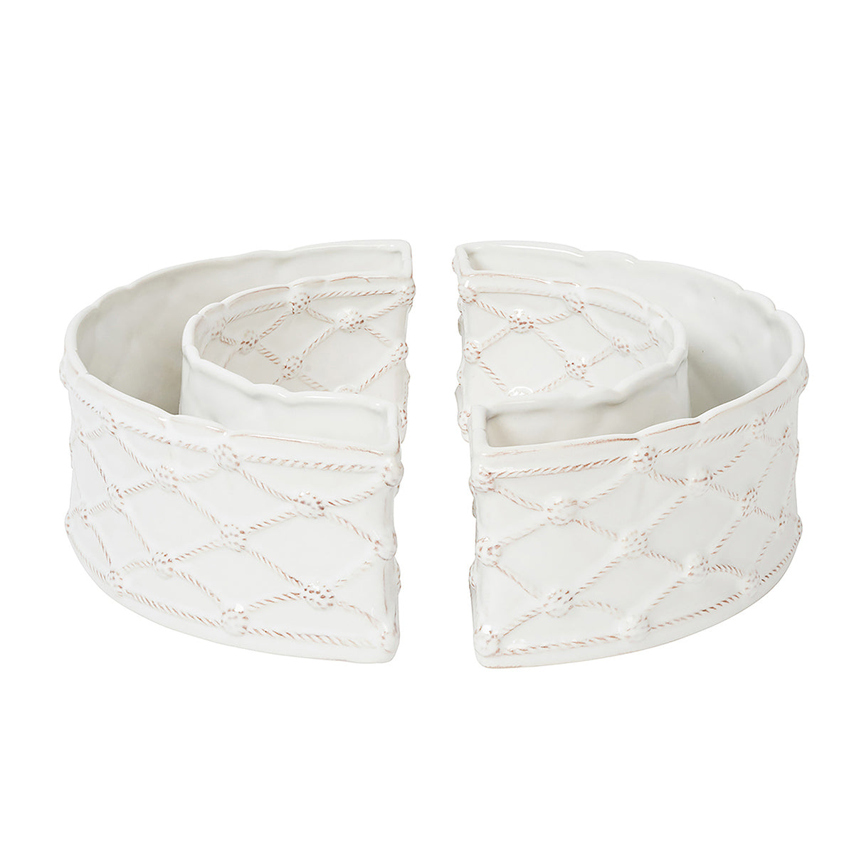 Pair of white ceramic planters on a white background