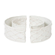 Pair of white ceramic planters on a white background